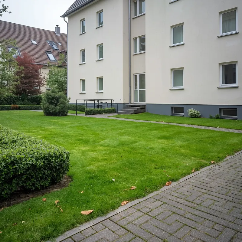 Hecke und Rasen im Hausgarten (Beispielbild)