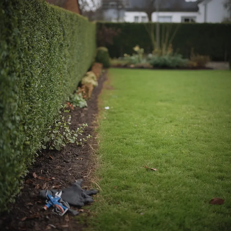 Gepflegter Garten mit frisch gemähter Rasenfläche